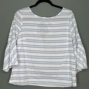 J. Crew Factory Blue and White Striped Blouse